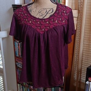 Cape Juby Relaxed Red and Purple Embellished Blouse